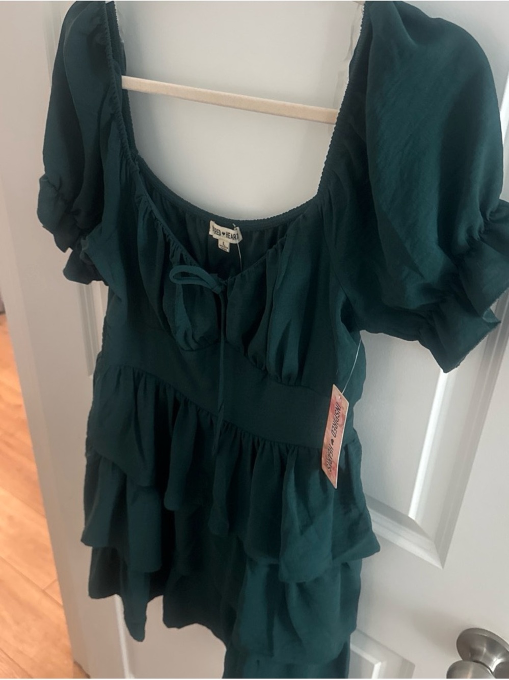 Inspired Hearts Teal Puff Sleeve Ruffled Tunic